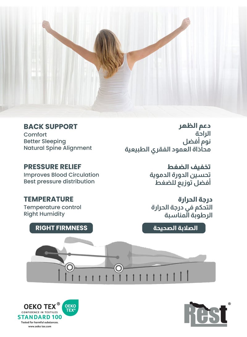 REST Mattress Topper 160x200+7cm Thick 800GSM Filling and Plush Brushed Fabric with 4-Side Elastic Bands for Secure Fit White Extra Thick Bed Topper Fluffy Super Soft Topper - Image 5